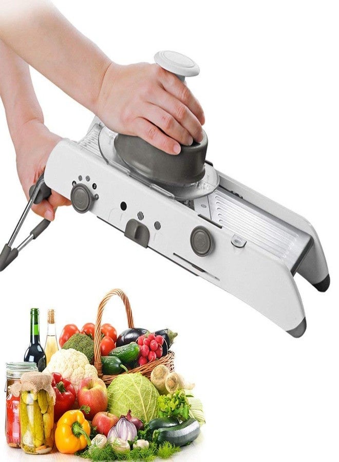 DR Mall Stainless Steel Mandoline Slicer With Holder Cuts Fruits And Vegetables Cutter, Multicolour - Image 2